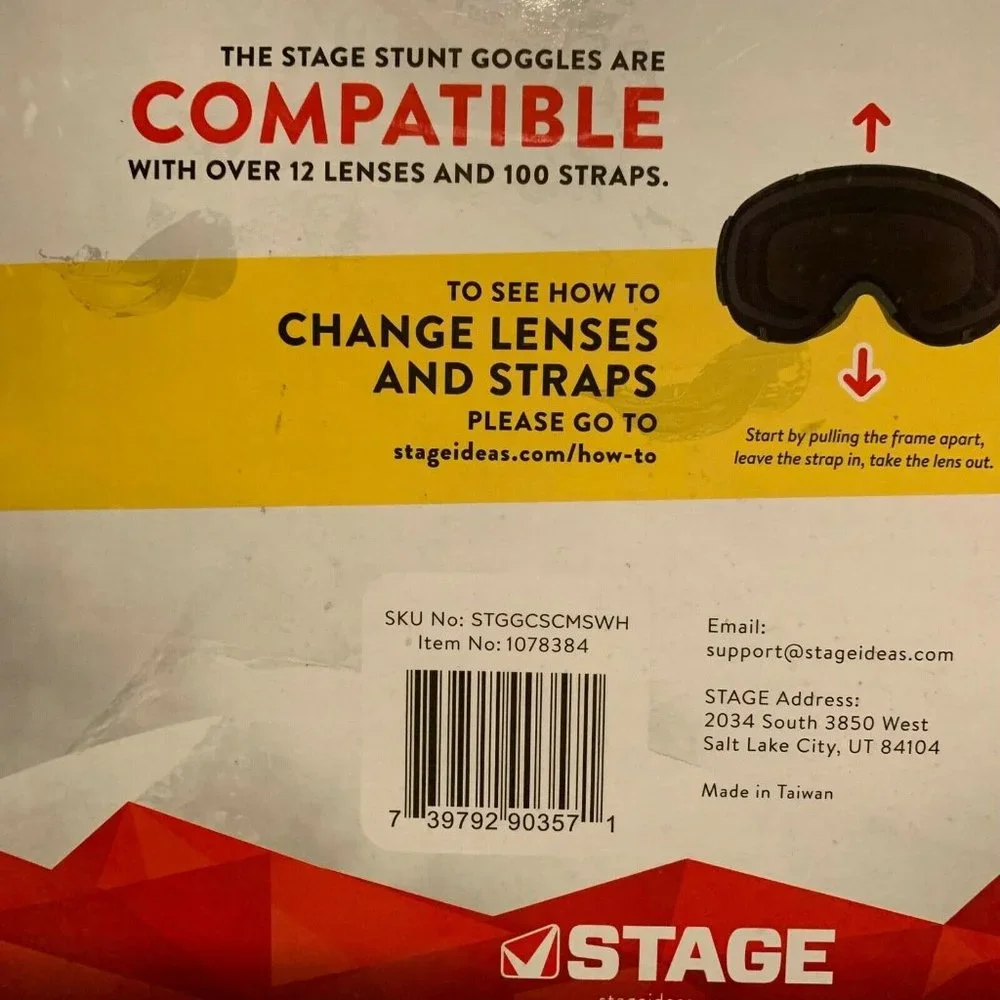 Stage Junior Goggles Ski Snowmobile Straps Helmet compatible Anti-fog